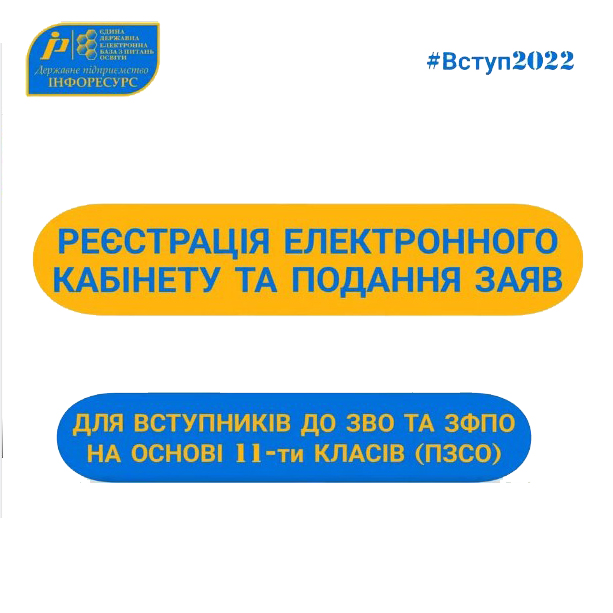 Відеоінструкція для вступників щодо реєстрації електронних кабінетів та подання заяв для вступу